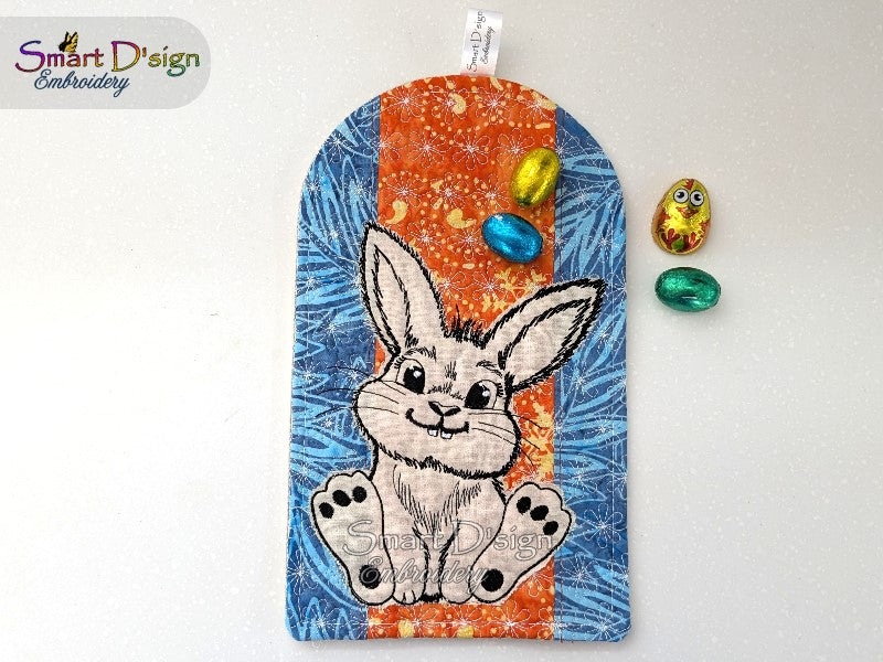 ITH Patchwork Potholder CUTE LITTLE BUNNY #2 Doodle Applique