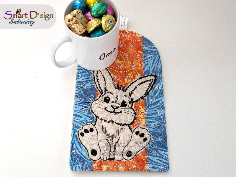 ITH Patchwork Potholder CUTE LITTLE BUNNY #2 Doodle Applique