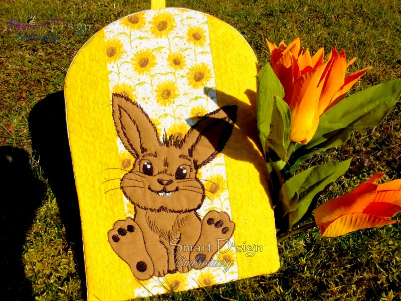 ITH Patchwork Potholder CUTE LITTLE BUNNY #2 Doodle Applique