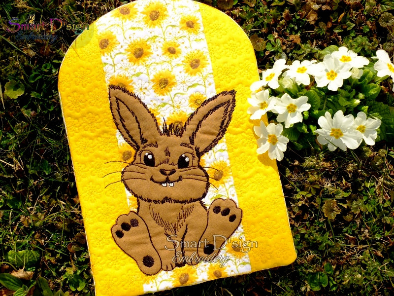 ITH Patchwork Potholder CUTE LITTLE BUNNY #2 Doodle Applique