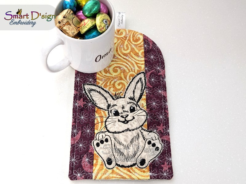 ITH Patchwork Potholder CUTE LITTLE BUNNY #3 Doodle Applique