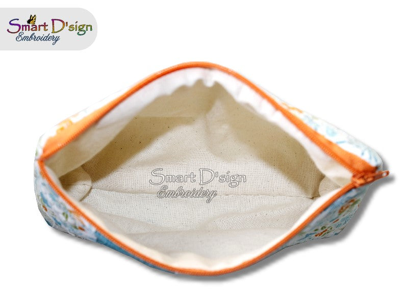 BUTTERFLY PATCHWORK - ITH QUILT ZIPPER BAG