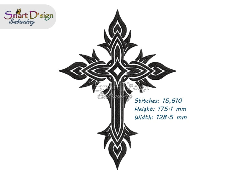 TRIBAL / CELTIC / CHRISTIAN CROSS Machine Embroidery Design