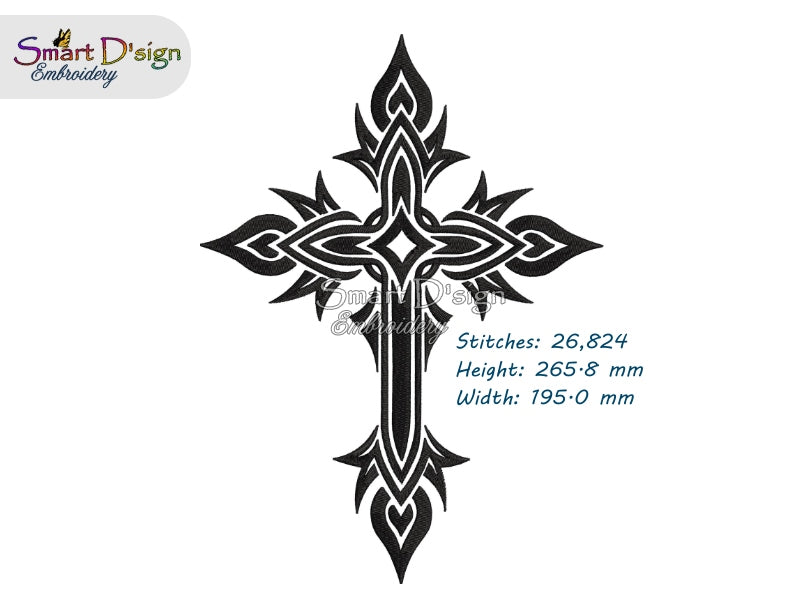 TRIBAL / CELTIC / CHRISTIAN CROSS Machine Embroidery Design