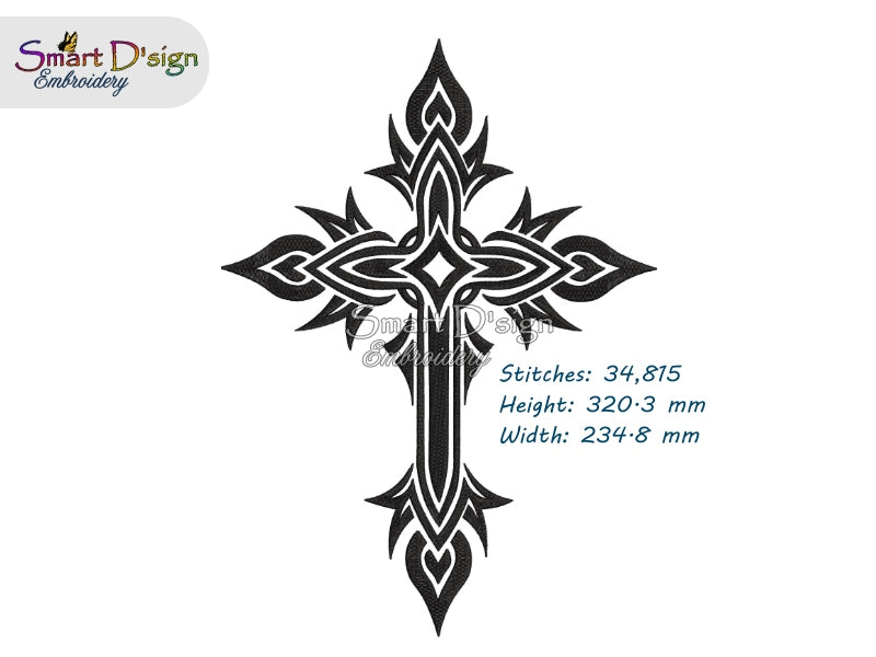 TRIBAL / CELTIC / CHRISTIAN CROSS Machine Embroidery Design