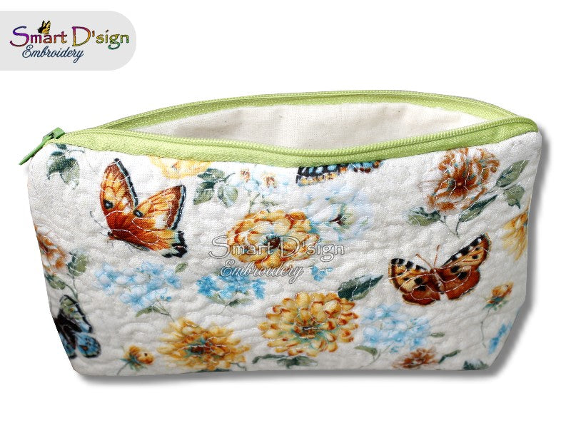 DAISY FLOWER PATCHWORK - ITH QUILT ZIPPER BAG
