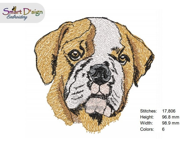 ENGLISH BULLDOG Fill Stitch Design