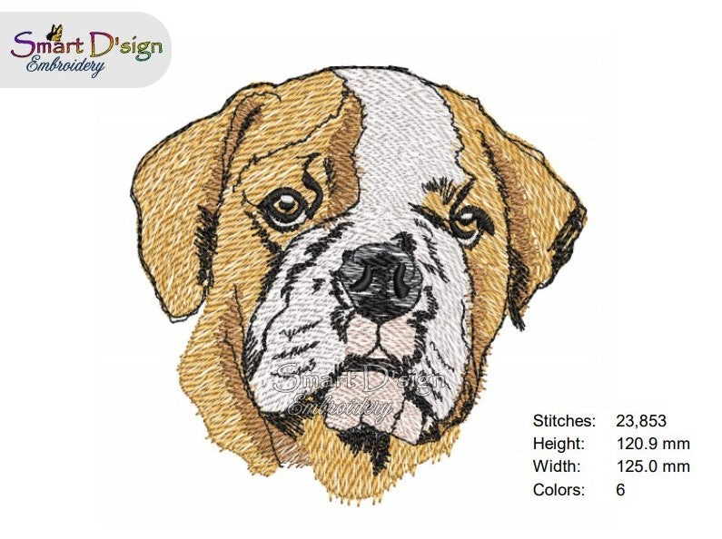 ENGLISH BULLDOG Fill Stitch Design
