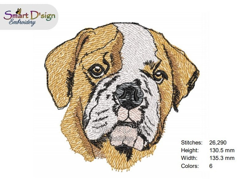 ENGLISH BULLDOG Fill Stitch Design