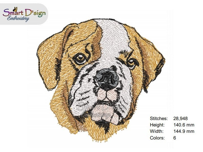 ENGLISH BULLDOG Fill Stitch Design