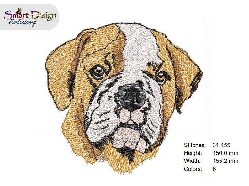 ENGLISH BULLDOG Fill Stitch Design