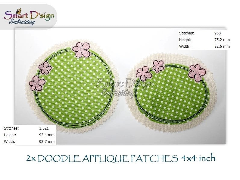 BLUMEN DOODLE APPLIKATIONEN PATCHES