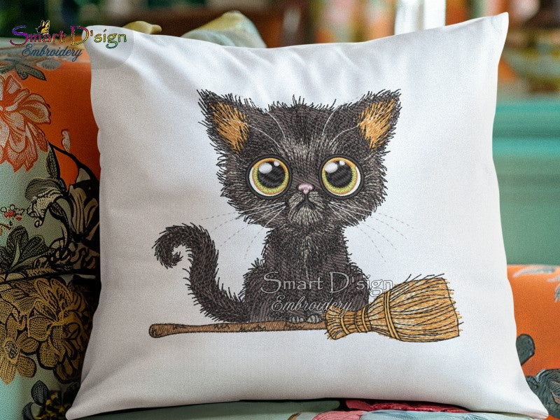 HALLOWEEN CAT with BROOM