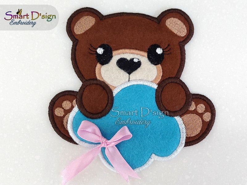 ITH TEDDY WITH CLOUD - Puff Applique