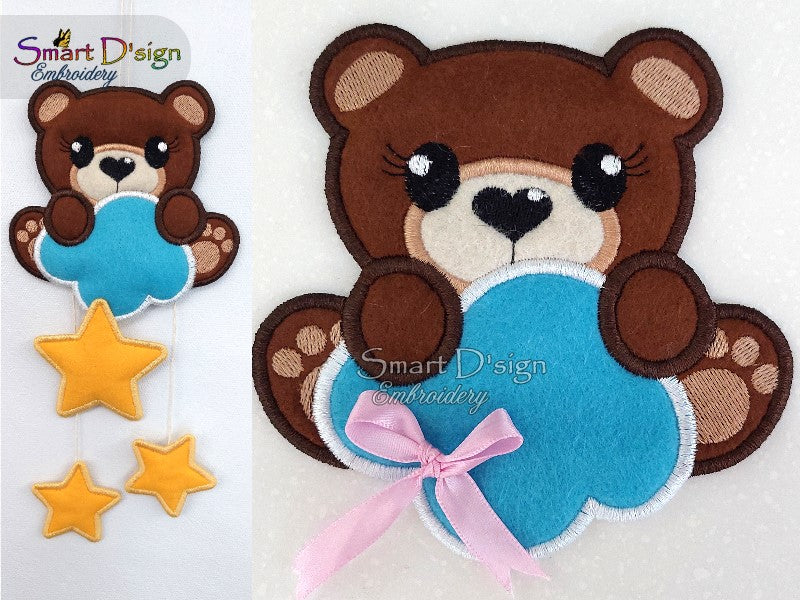 ITH TEDDY WITH CLOUD - Puff Applique