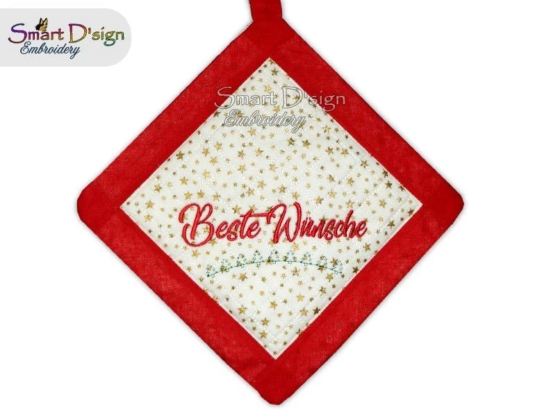 ITH SQUARE PATCHWORK POTHOLDER BESTE WÜNSCHE