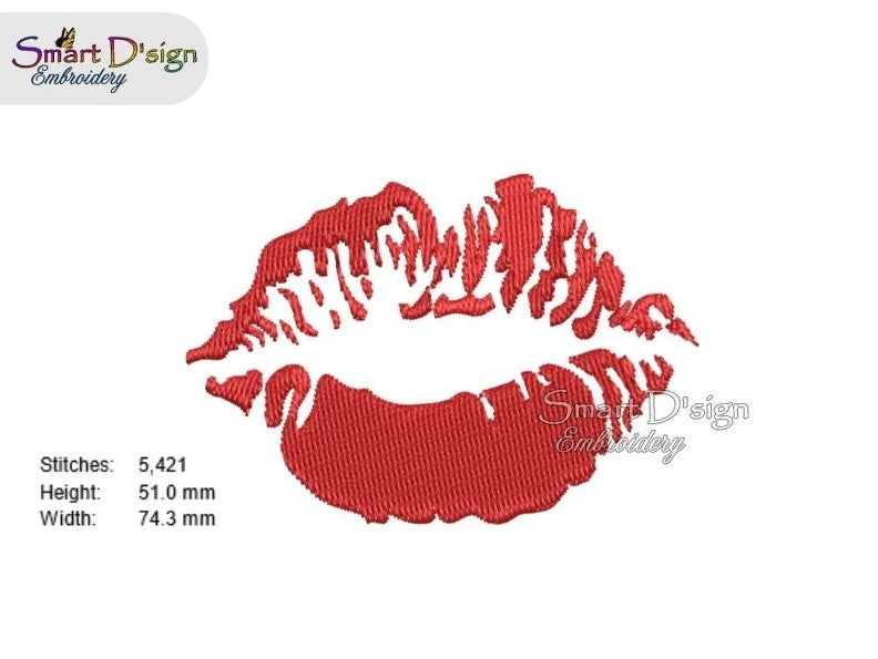 KISS - LIPS - Machine Embroidery Design