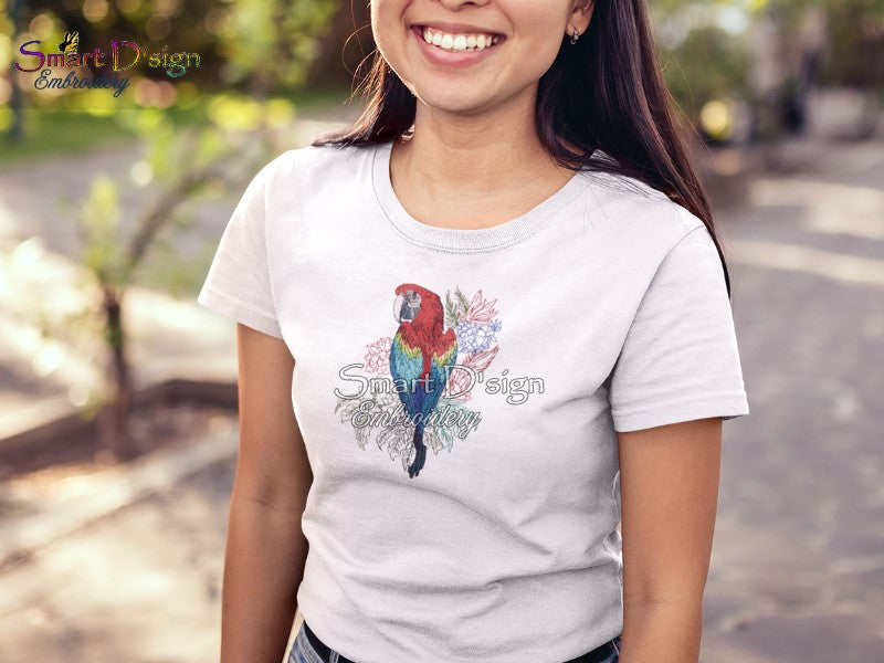 BEAUTIFUL MACAW Fill Stitch w. Doodle