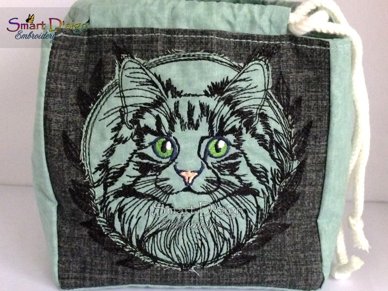 MAINE COON CAT DOODLE APPLIQUE