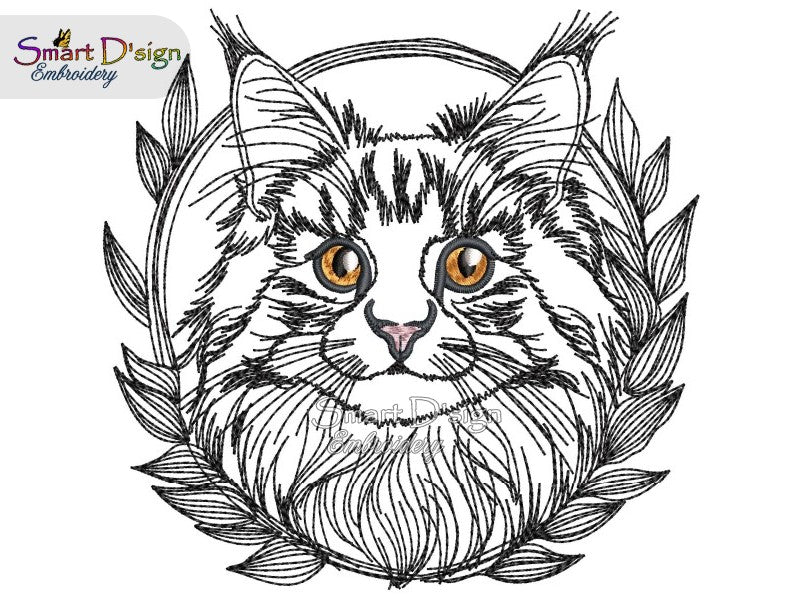 MAINE COON CAT DOODLE APPLIQUE