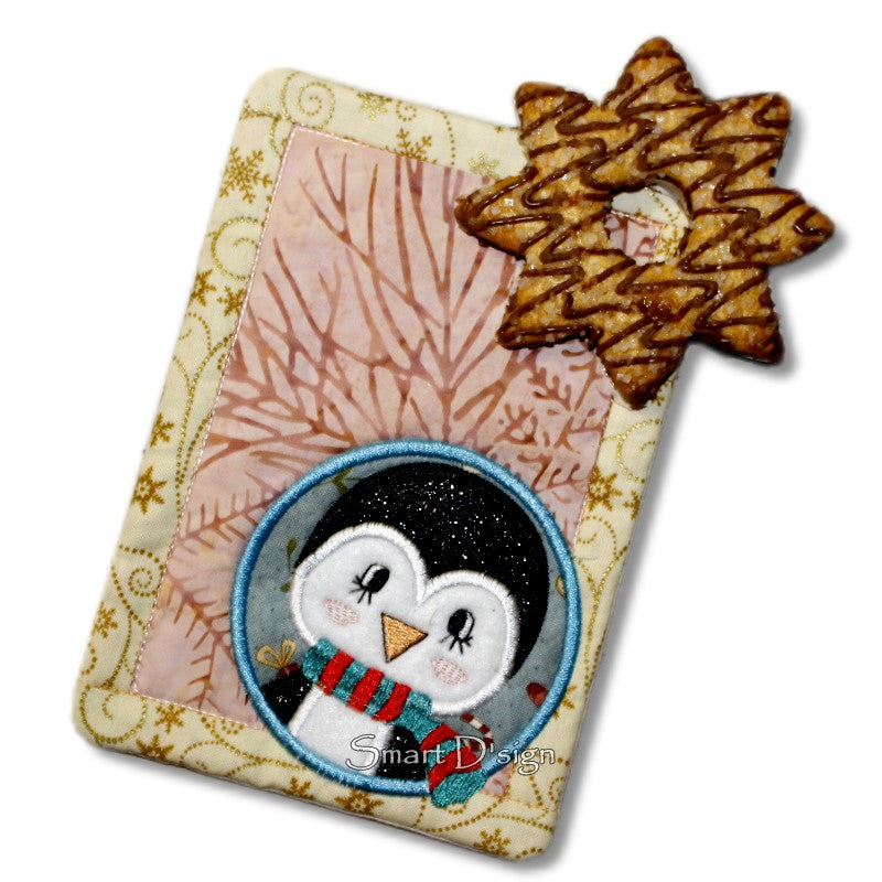 2x ITH WINTER MUG RUG CHRISTMAS PENGUIN