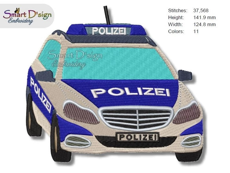 Stickdatei Polizeiauto 13x18 cm Stickrahmen Smart Dsign