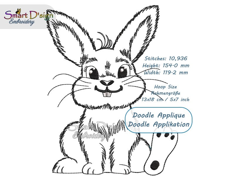 CUTE LITTLE BUNNY #1 Doodle Applique