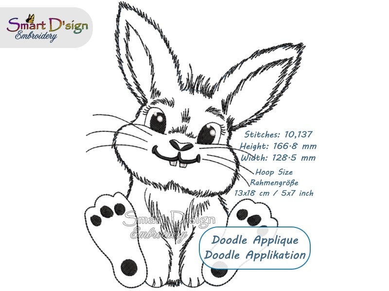 CUTE LITTLE BUNNY #2 Doodle Applique