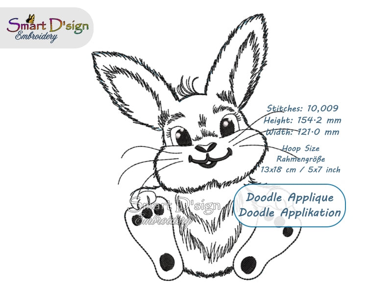 CUTE LITTLE BUNNY #3 Doodle Applique