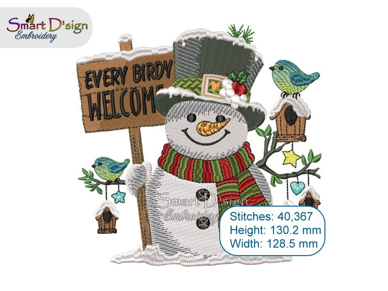 SCHNEEMANN MIT VÖGELN