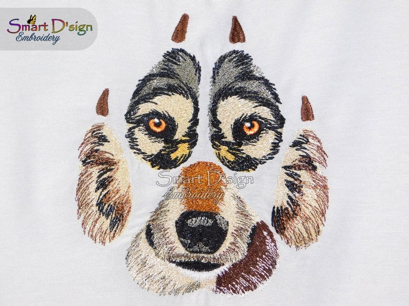 WOLF Paw Print Fill Stitch