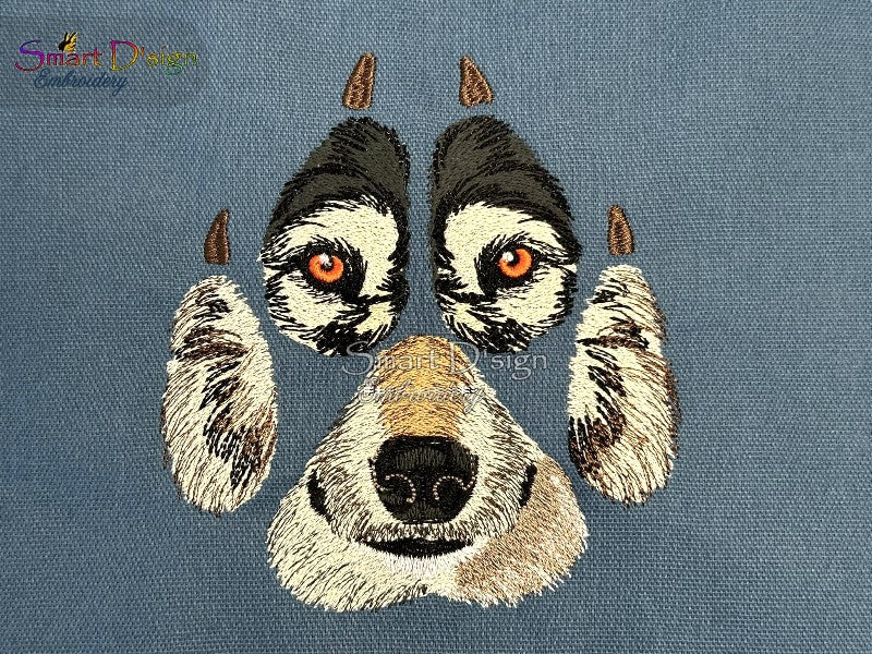 WOLF Paw Print Fill Stitch