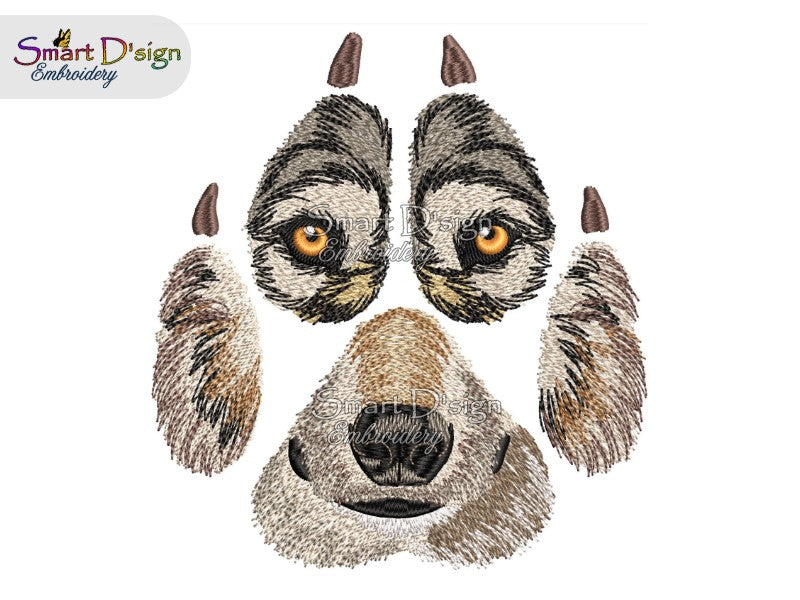 Wolf Paw Print Machine Embroidery Design